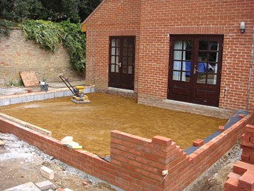 Single storey extension being built